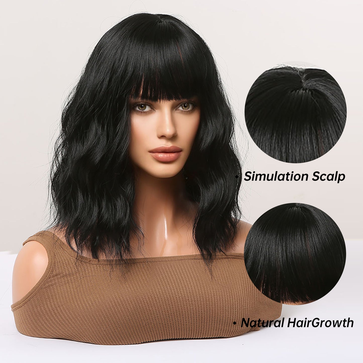 14inch short curly black wig Women's wig for daily or cosplay use LC9034-1