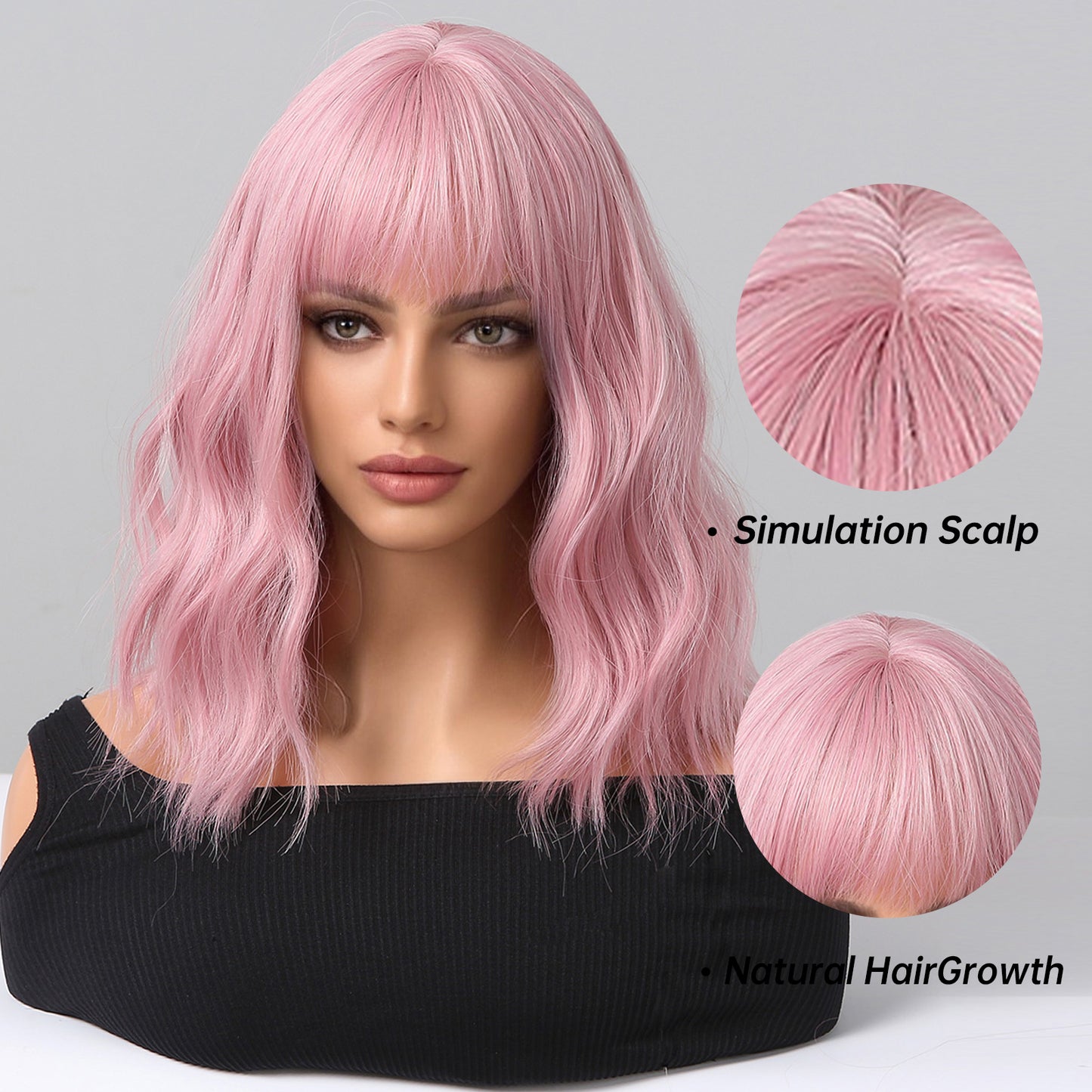 14 inch Pink Curly Short wig Women's wig LC210-1