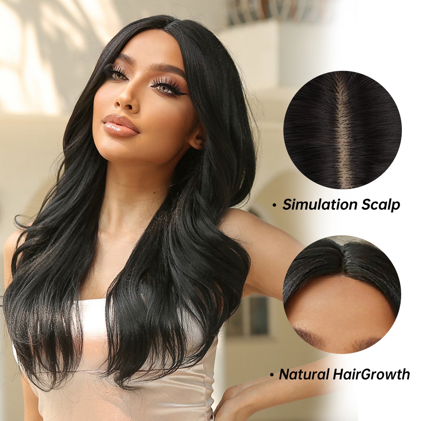 [Lace Front ] 24 Inch Copper With Blonde Hightlight Wave Lace Front Wigs for Black Women HC11072-2