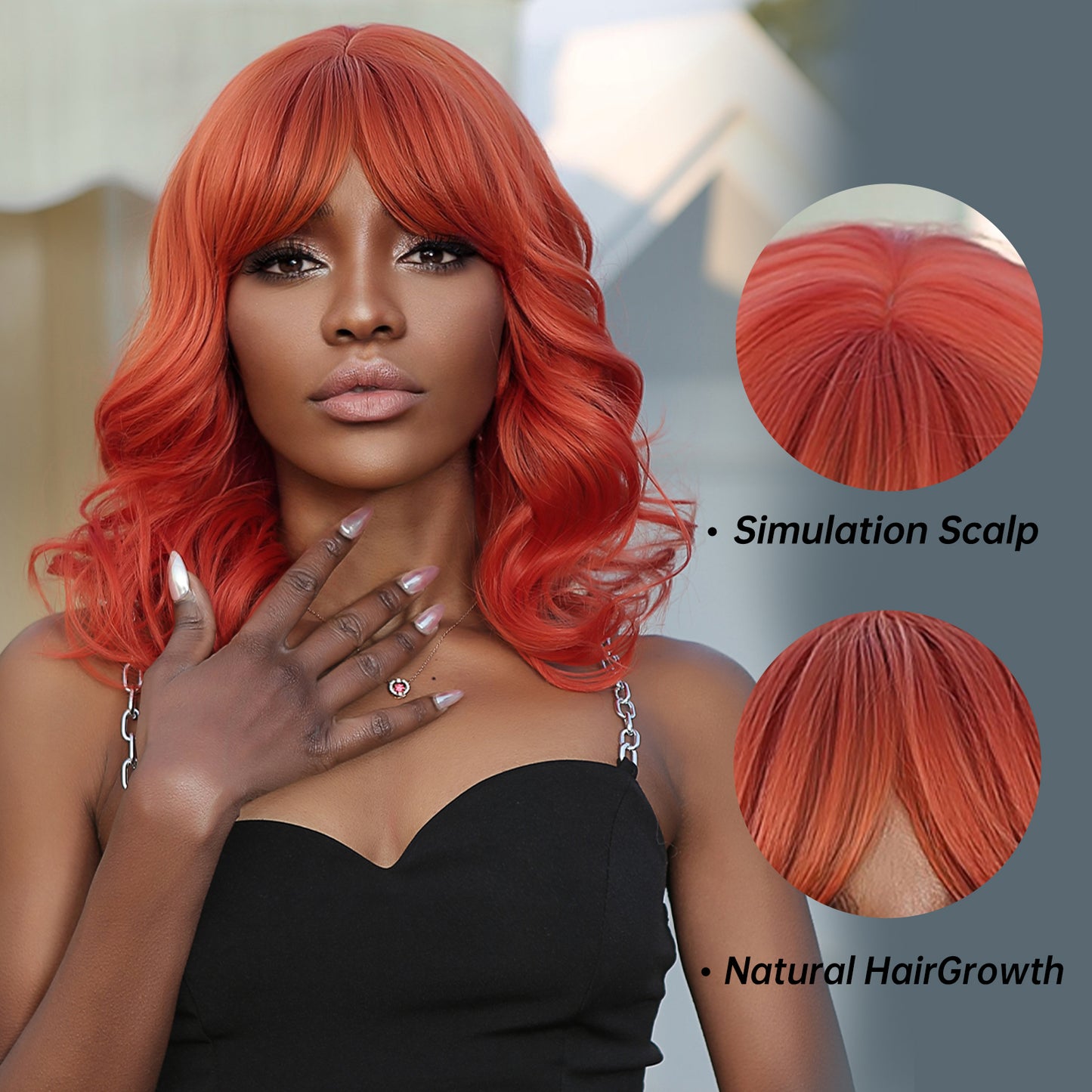 18 Inches Long Curly Red Wigs with Bnags Synthetic Wigs Women's Wigs for Daily or Cosplay Use WL1048-2