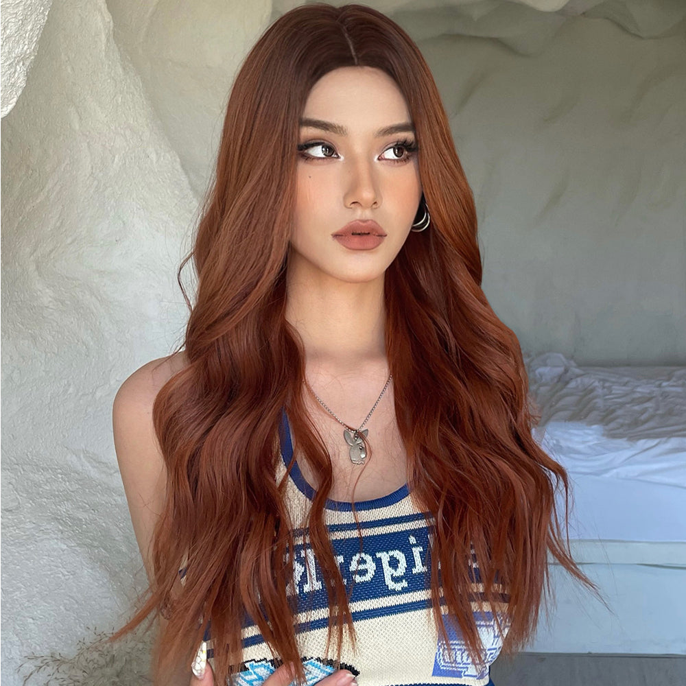 26 Inches Long Curly Red Brown Wigs Synthetic Wigs Women's Wigs for Daily or Cosplay Use WL1075-1