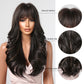 26 Inches Long Curly BlackWigs with Bangs Synthetic Wigs Women's Wigs for Daily or Cosplay Use LC2090-1