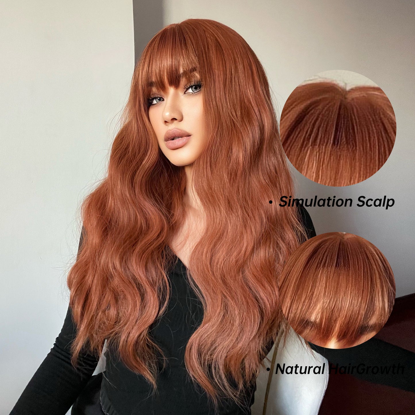 26 Inches Long Curly Red Brown Wigs Synthetic Wigs Women's Wigs for Daily Use Party or Cosplay Taking Photos LC1065-1