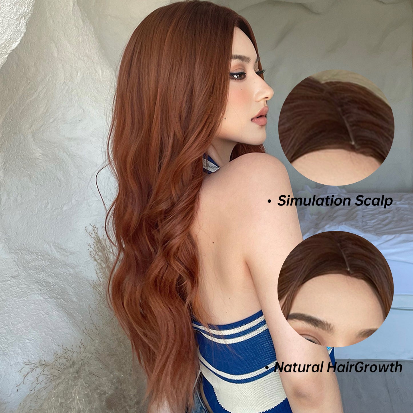 26 Inches Long Curly Red Brown Wigs Synthetic Wigs Women's Wigs for Daily or Cosplay Use WL1075-1