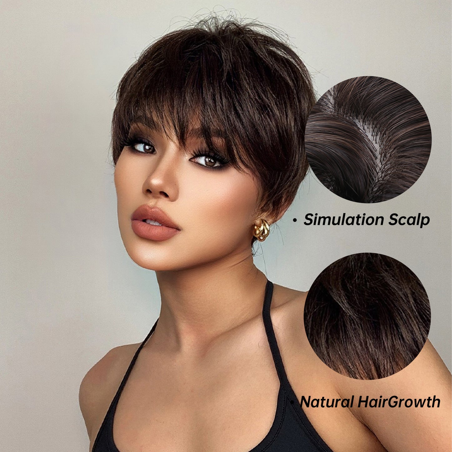 8 Inches Short Black Wigs Pixie Cut Wigs for Women Daily or Cosplay Use SS193-1