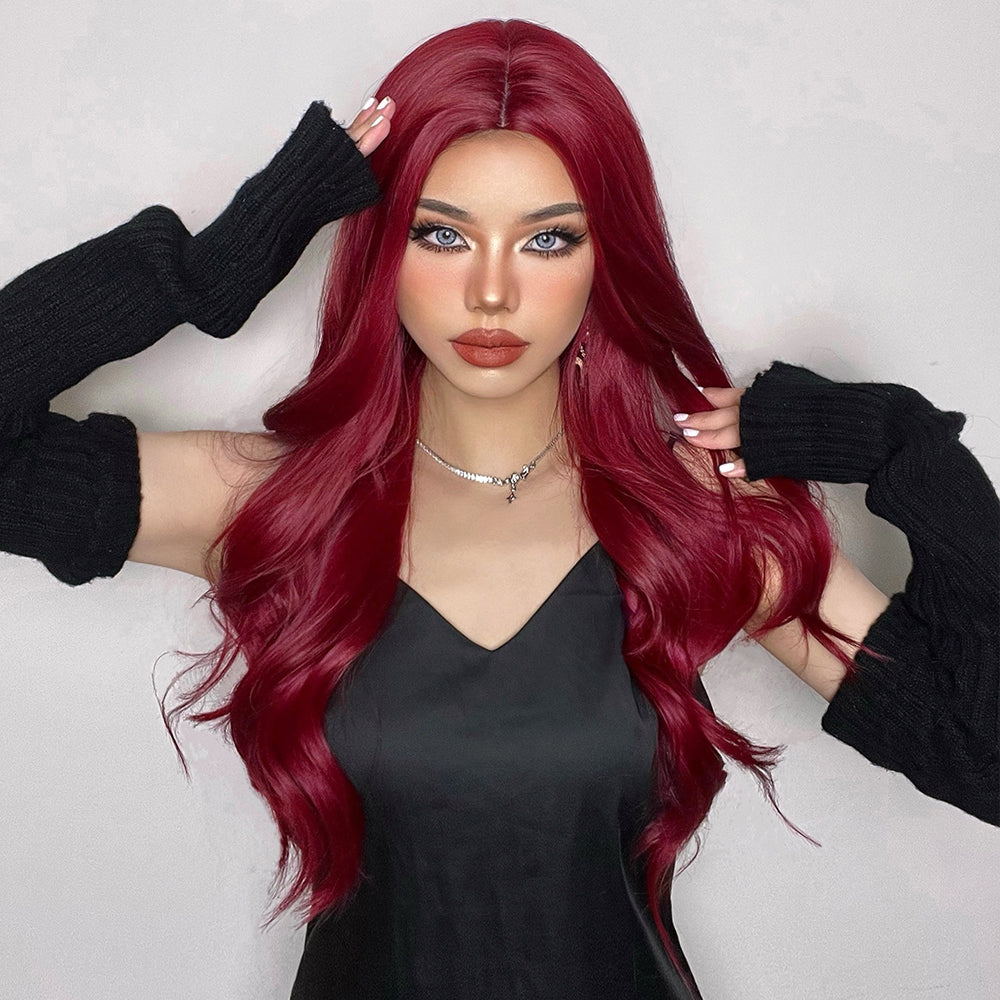 26 Inches Long Curly Wine Red Wigs Synthetic Wigs Women's Wigs for Daily Use,Cosplay or Party Taking Photos LC6144-1