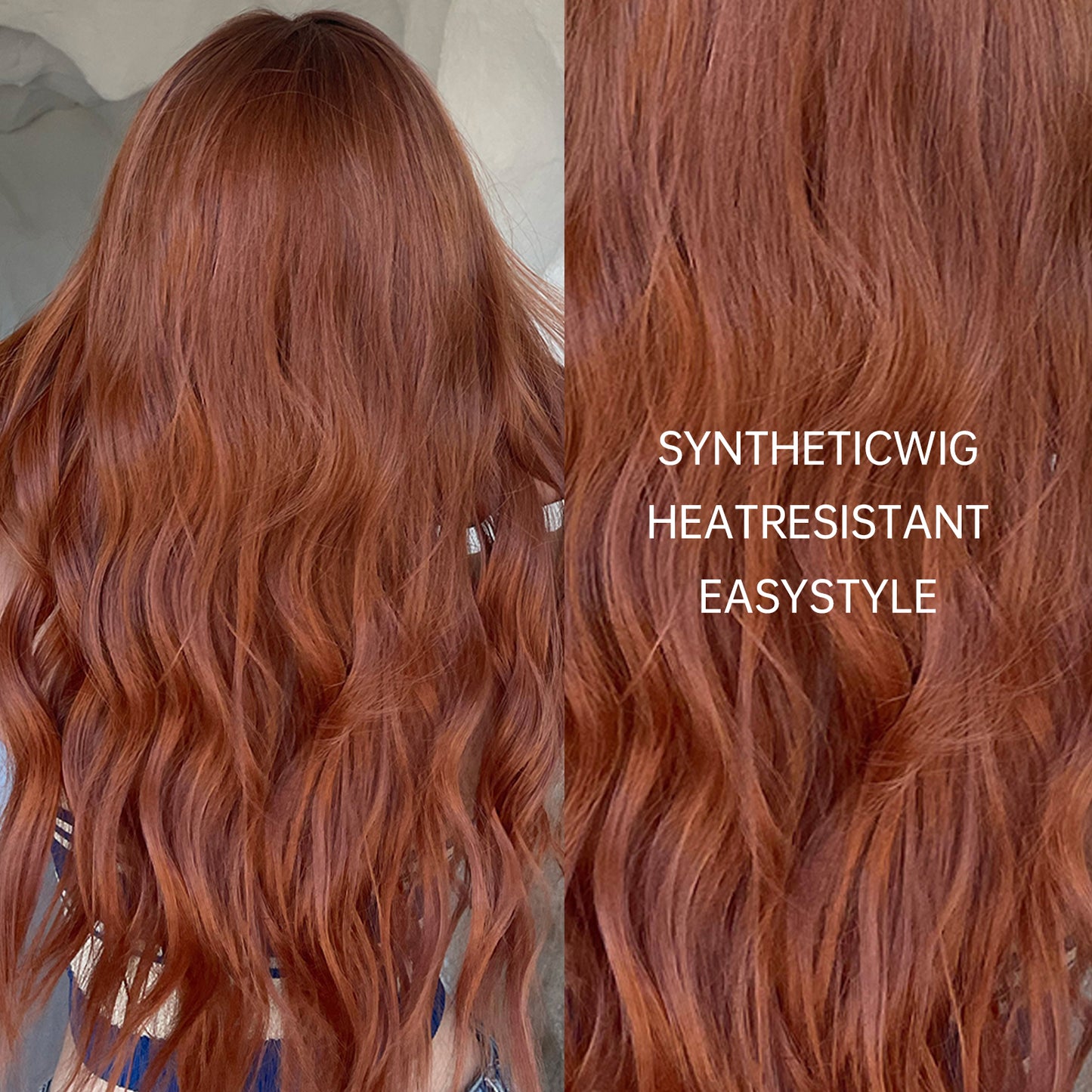 26 Inches Long Curly Red Brown Wigs Synthetic Wigs Women's Wigs for Daily or Cosplay Use WL1075-1