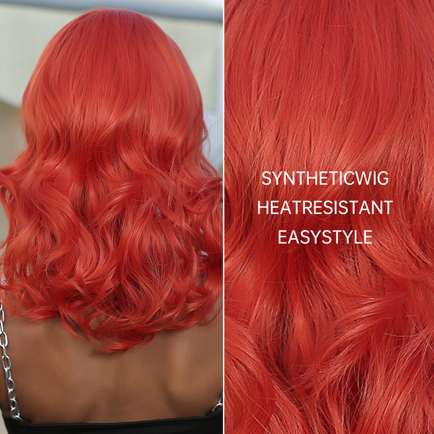 18 Inches Long Curly Red Wigs with Bnags Synthetic Wigs Women's Wigs for Daily or Cosplay Use WL1048-2