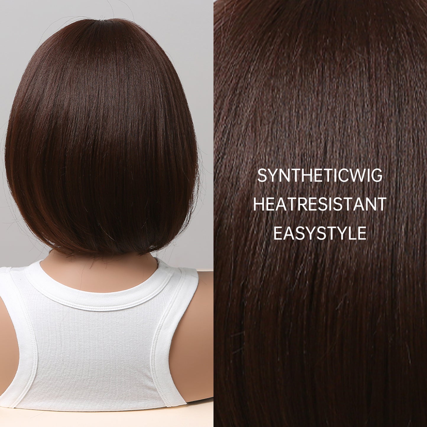 12 inch hort straight brown Bob wig with bangs Women's wig for daily  or cosplay use SS155-1