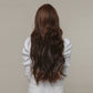 28 Inches Long Curly Brown Wigs wirh Bangs and Blonde Highlight Women's Wigs for Daily or Cosplay Use LC2074-4