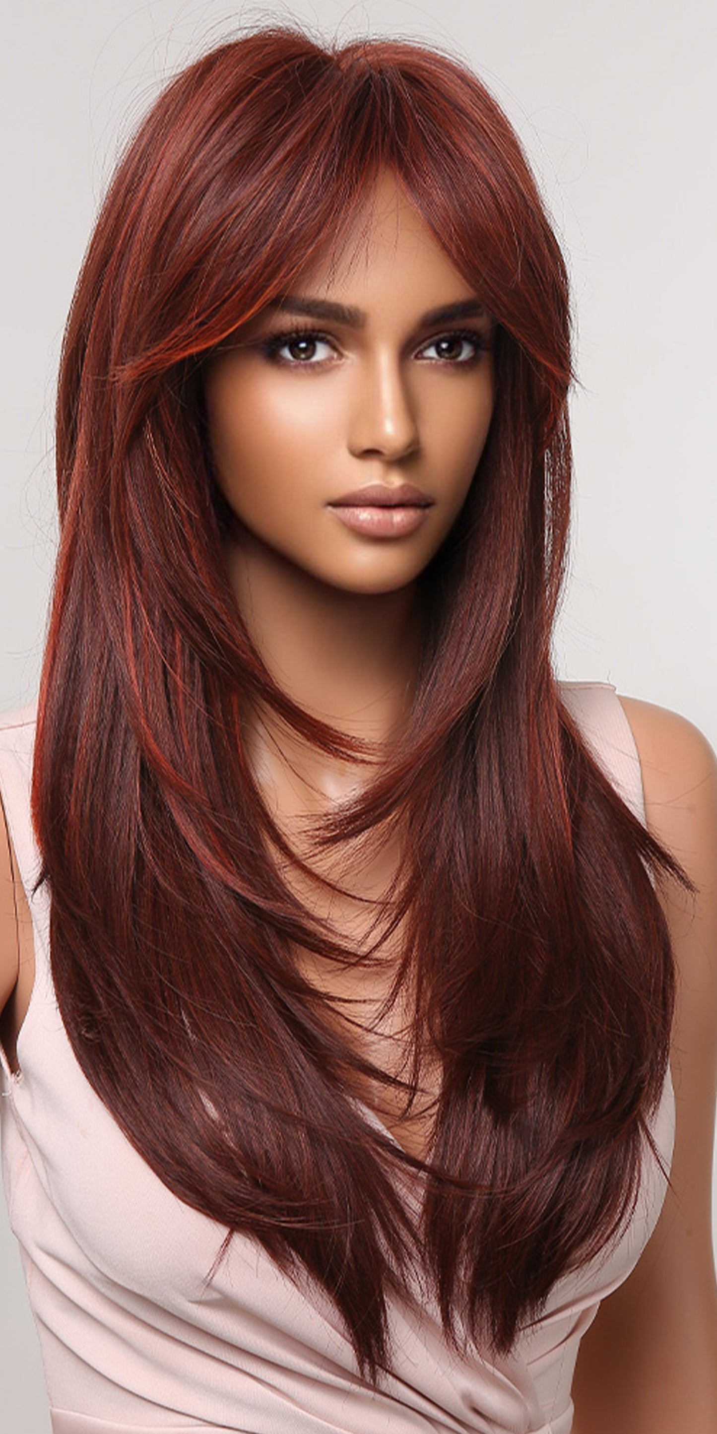 22 Inch-long red straight wigs with bangs wigs for women LC2068-3