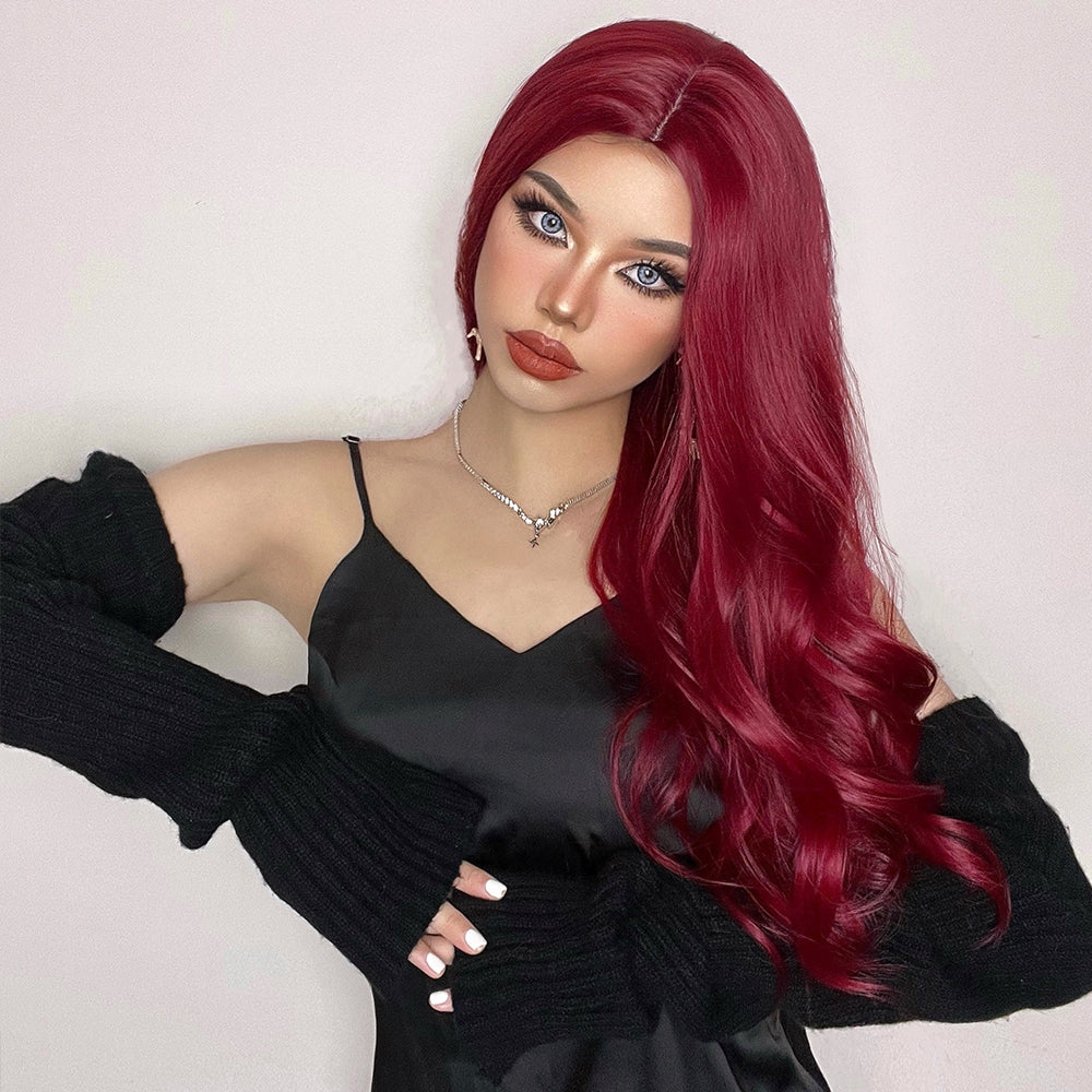 26 Inches Long Curly Wine Red Wigs Synthetic Wigs Women's Wigs for Daily Use,Cosplay or Party Taking Photos LC6144-1