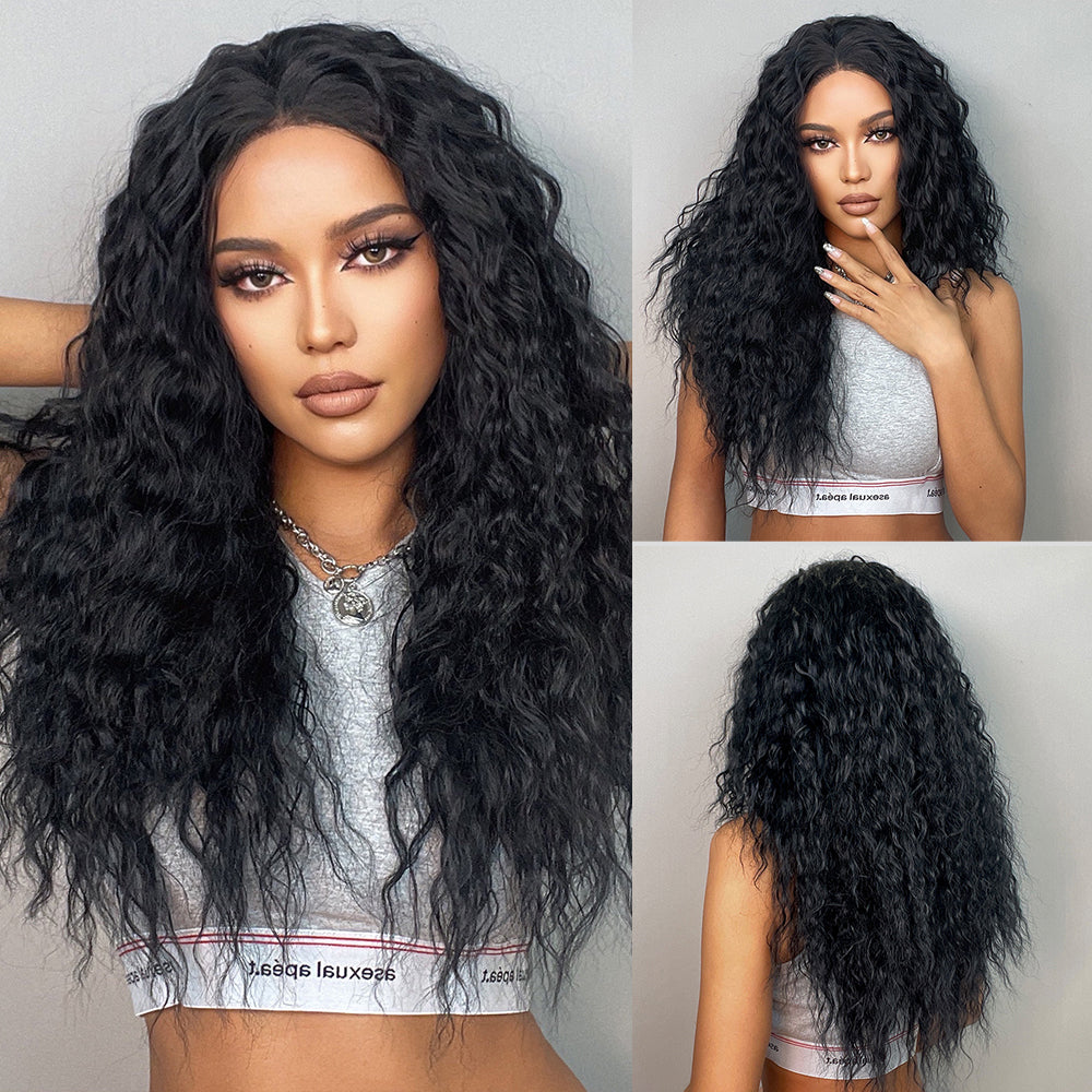 [Lace Front] 26inch Wave Lace Front Wigs for Black Women, Wavy Wig Pineapple Wave Natural Color HC11030-1