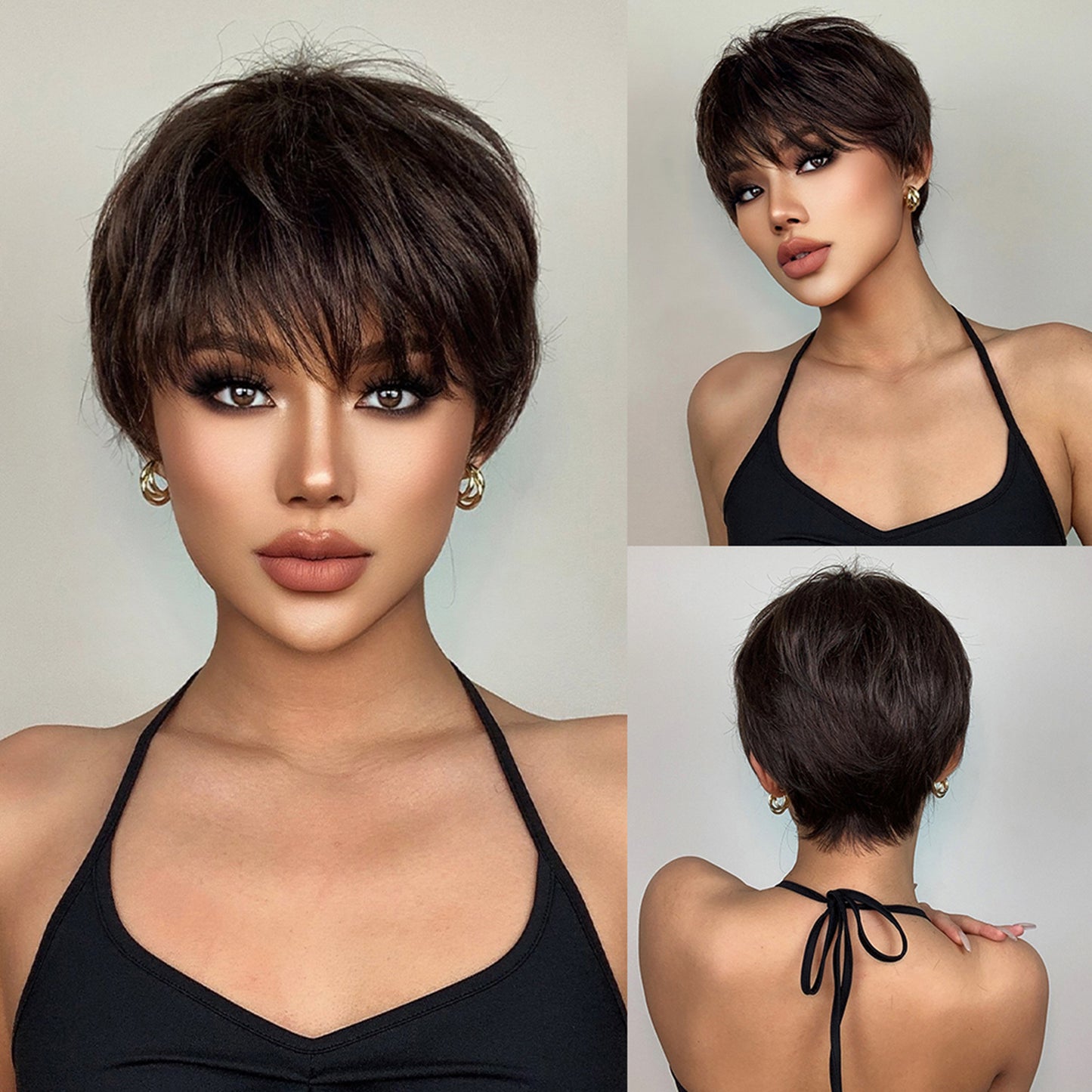 8 Inches Short Black Wigs Pixie Cut Wigs for Women Daily or Cosplay Use SS193-1