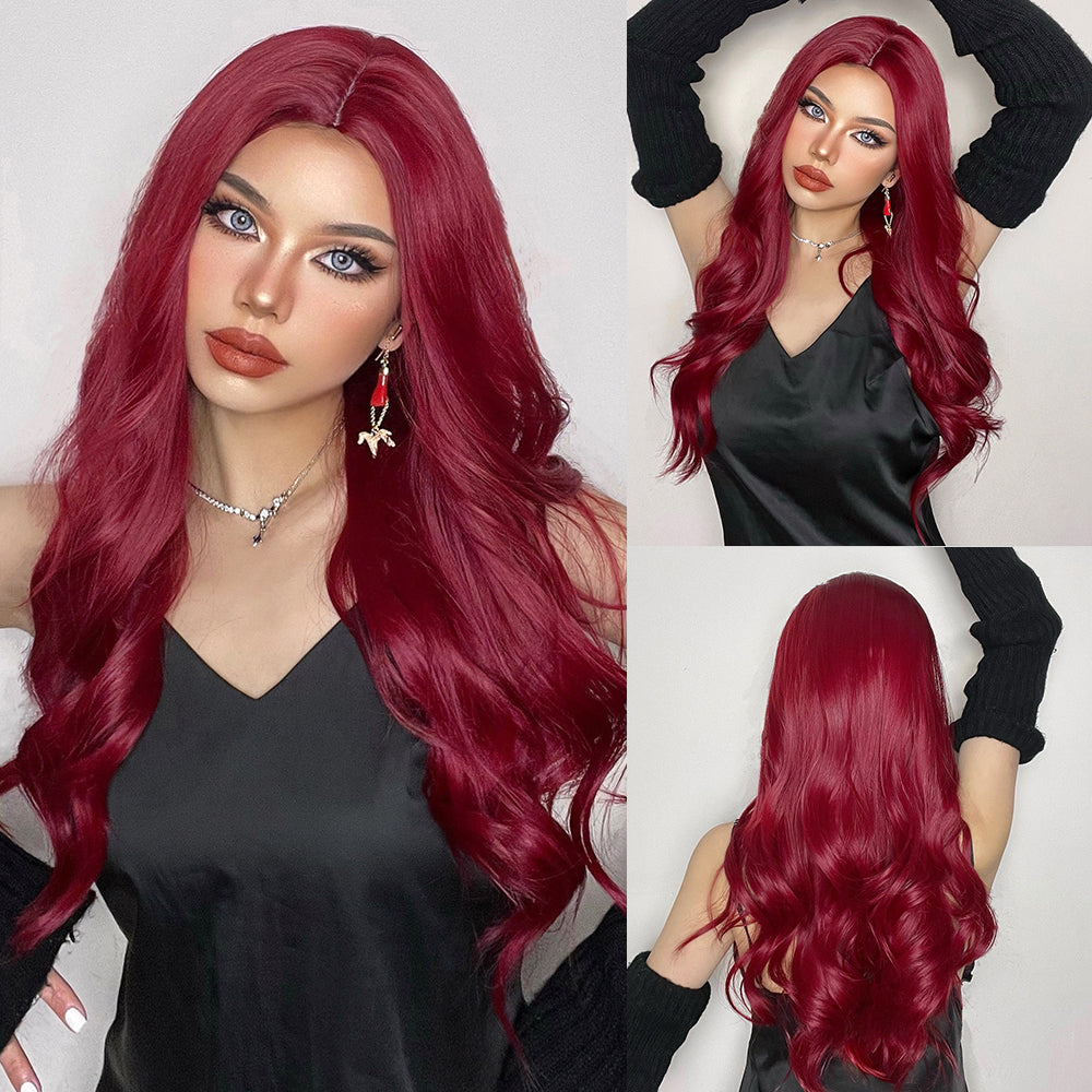 26 Inches Long Curly Wine Red Wigs Synthetic Wigs Women's Wigs for Daily Use,Cosplay or Party Taking Photos LC6144-1