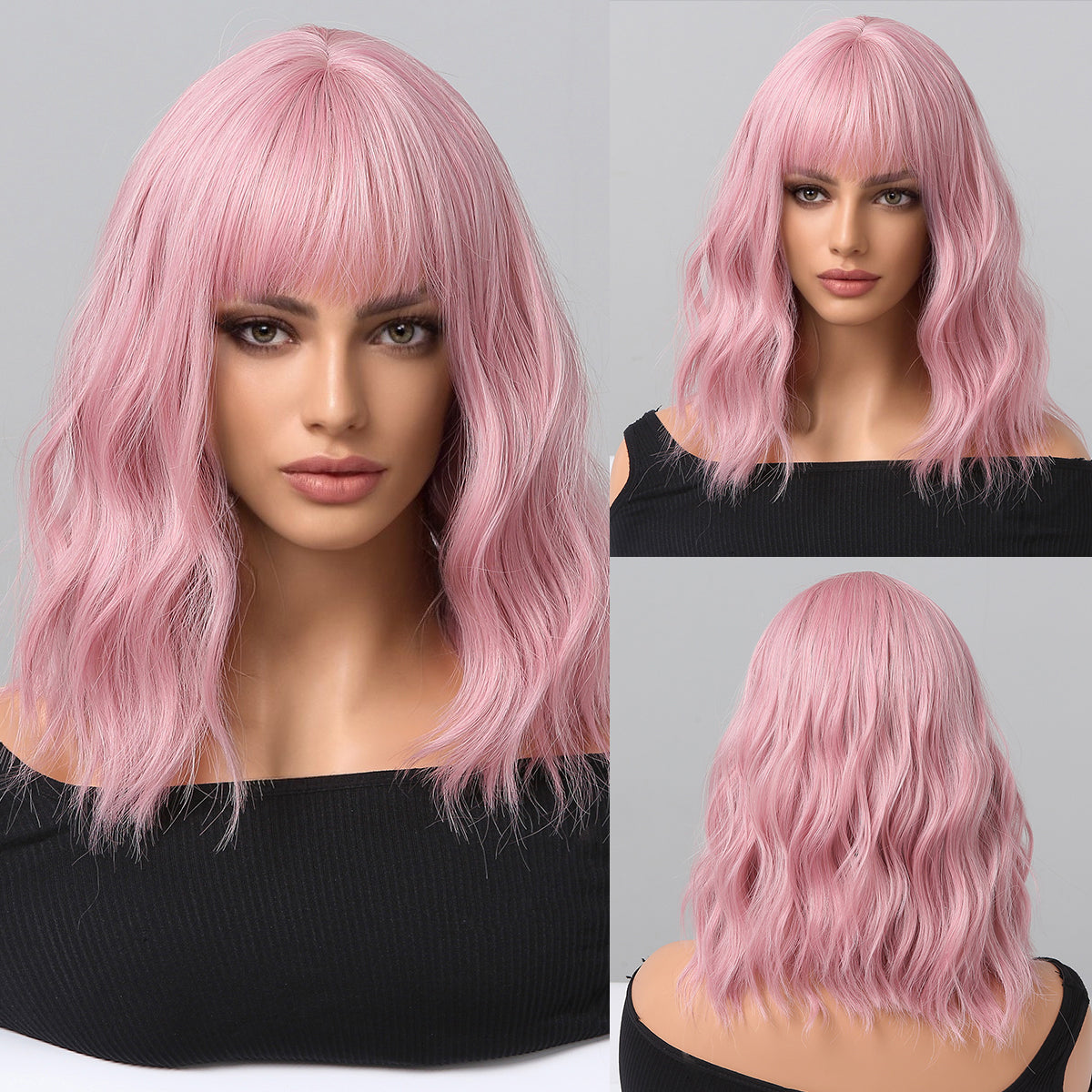 14 inch Pink Curly Short wig Women's wig LC210-1