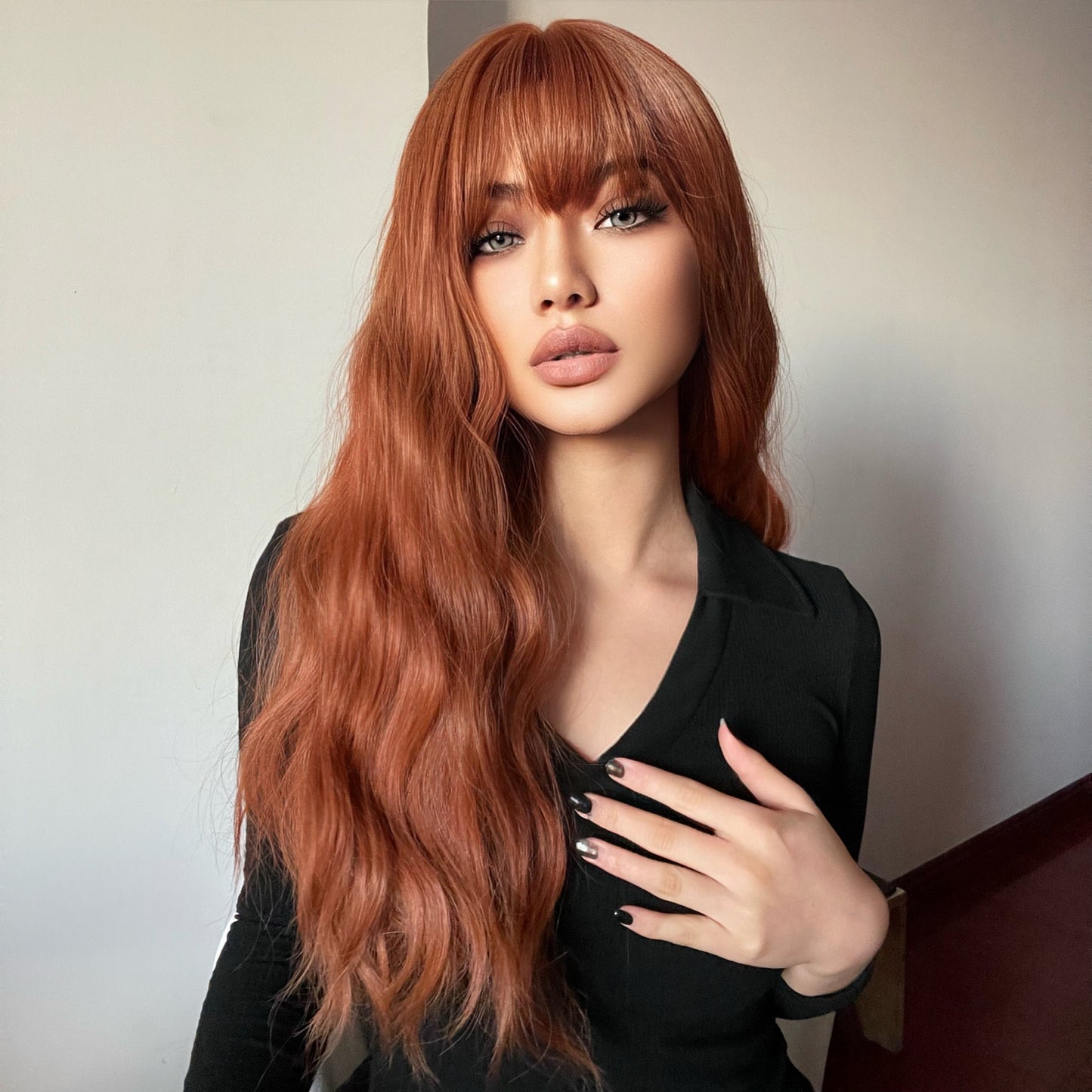 26 Inches Long Curly Red Brown Wigs Synthetic Wigs Women's Wigs for Daily Use Party or Cosplay Taking Photos LC1065-1