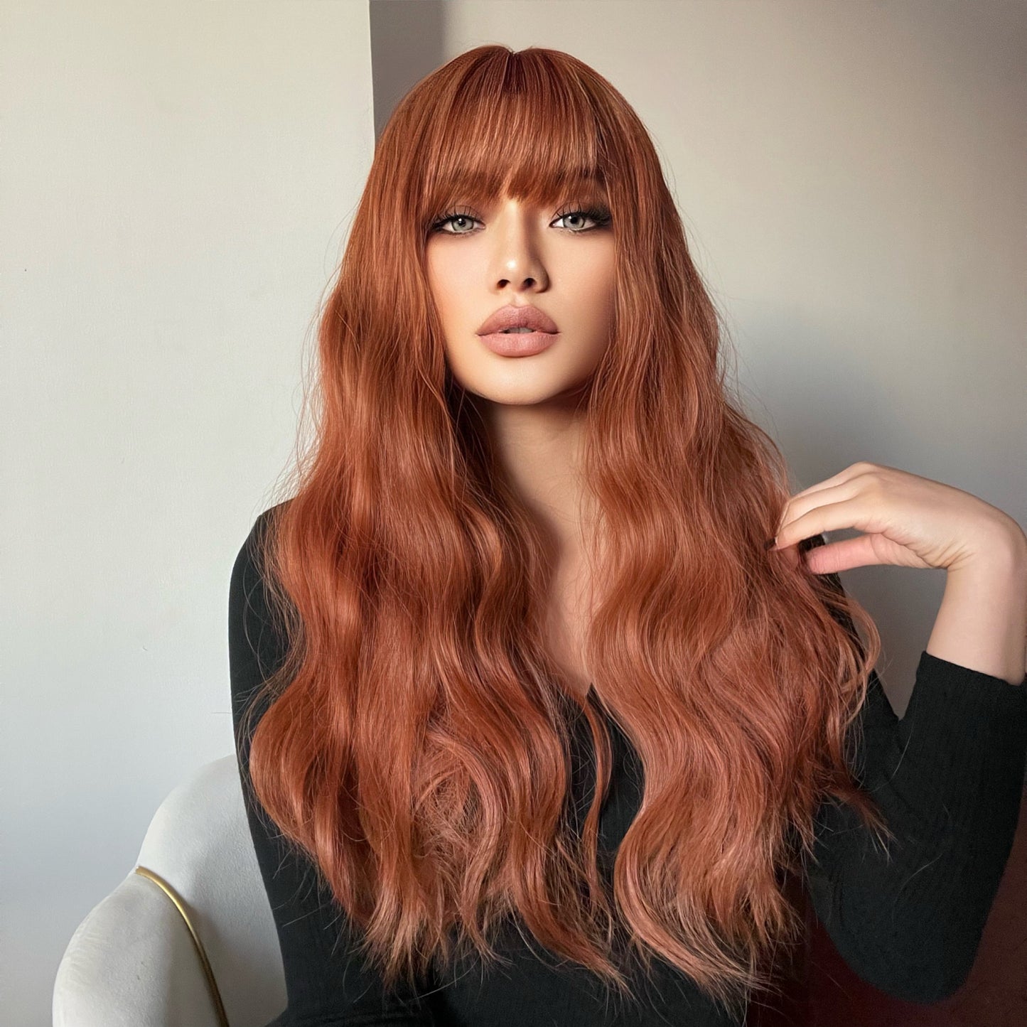 26 Inches Long Curly Red Brown Wigs Synthetic Wigs Women's Wigs for Daily Use Party or Cosplay Taking Photos LC1065-1