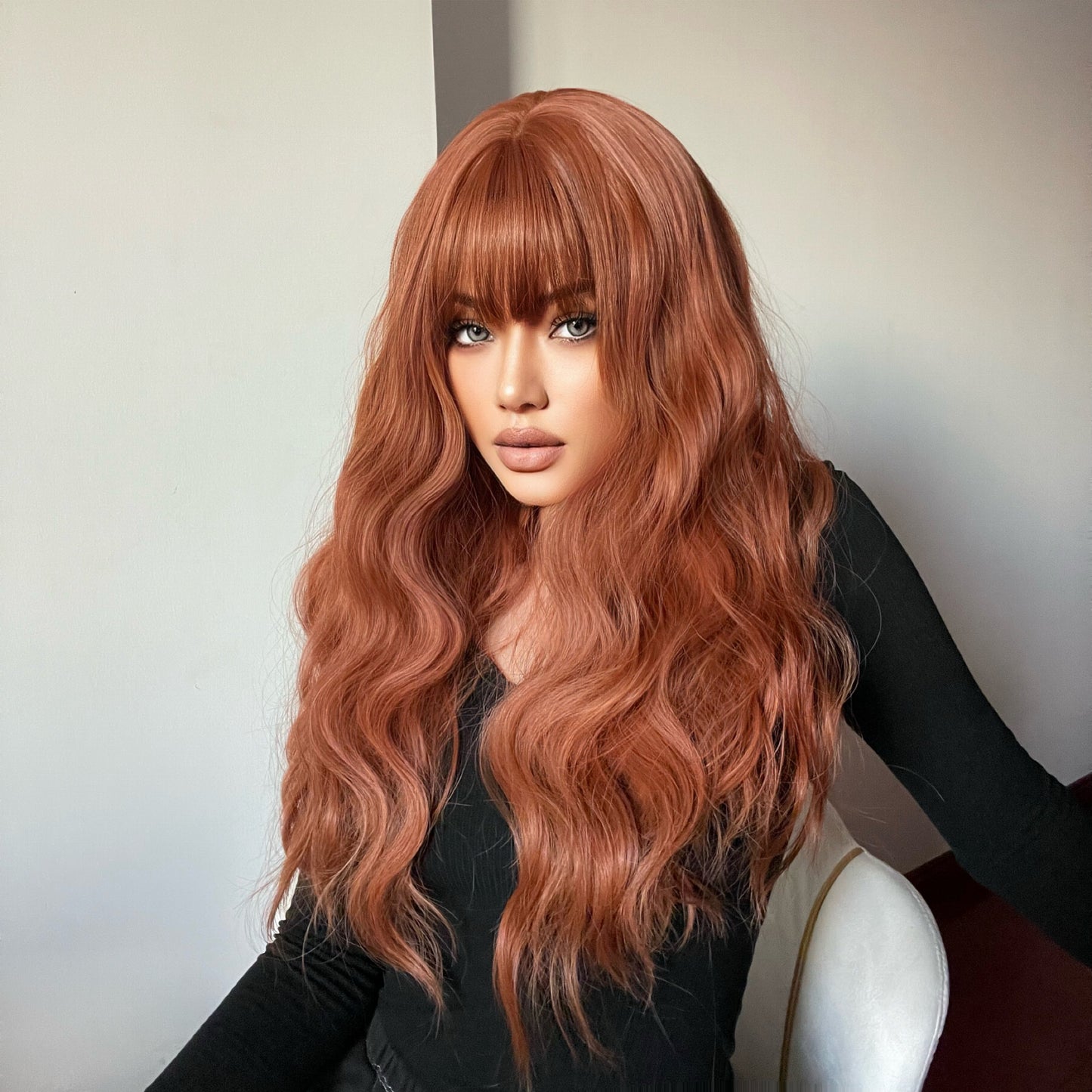 26 Inches Long Curly Red Brown Wigs Synthetic Wigs Women's Wigs for Daily Use Party or Cosplay Taking Photos LC1065-1