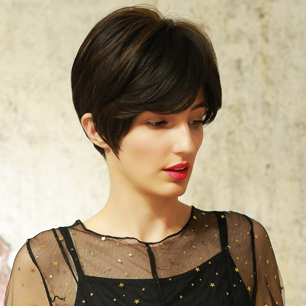 8 Inches Short Black Wigs Pixie Cut Wigs for Women Daily or Cosplay Use SS166-4