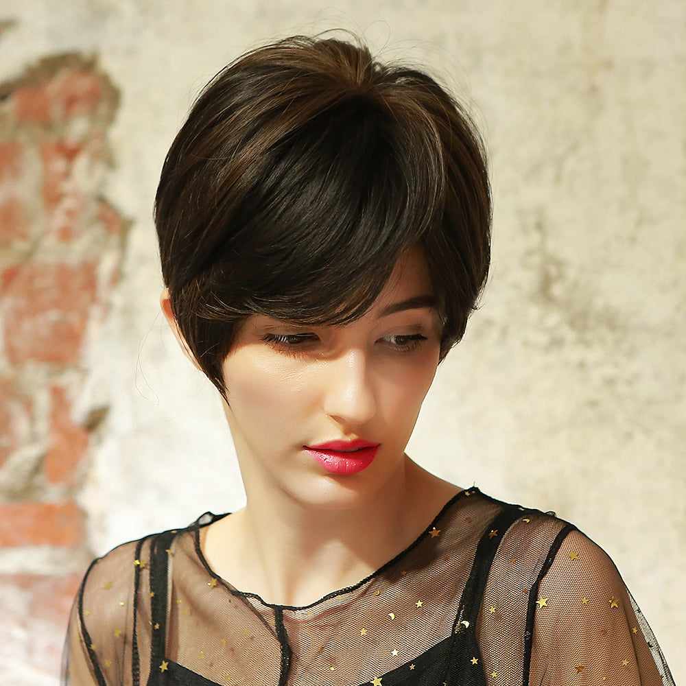 8 Inches Short Black Wigs Pixie Cut Wigs for Women Daily or Cosplay Use SS166-4