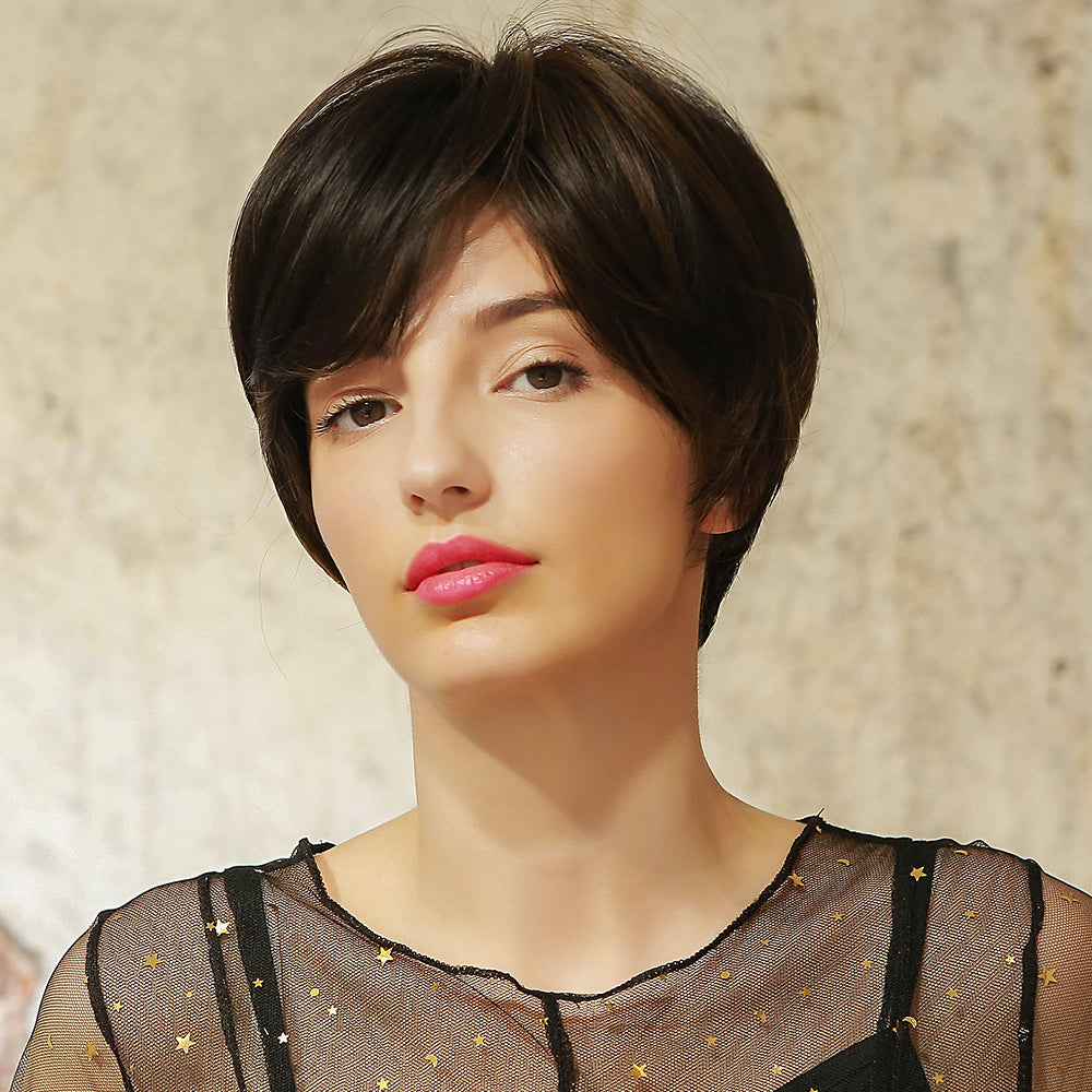 8 Inches Short Black Wigs Pixie Cut Wigs for Women Daily or Cosplay Use SS166-4