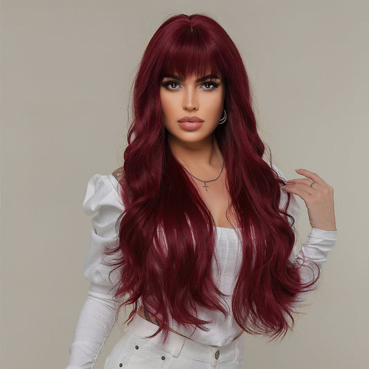 26inches wine red Long Burgundy curly wig lc2074-1