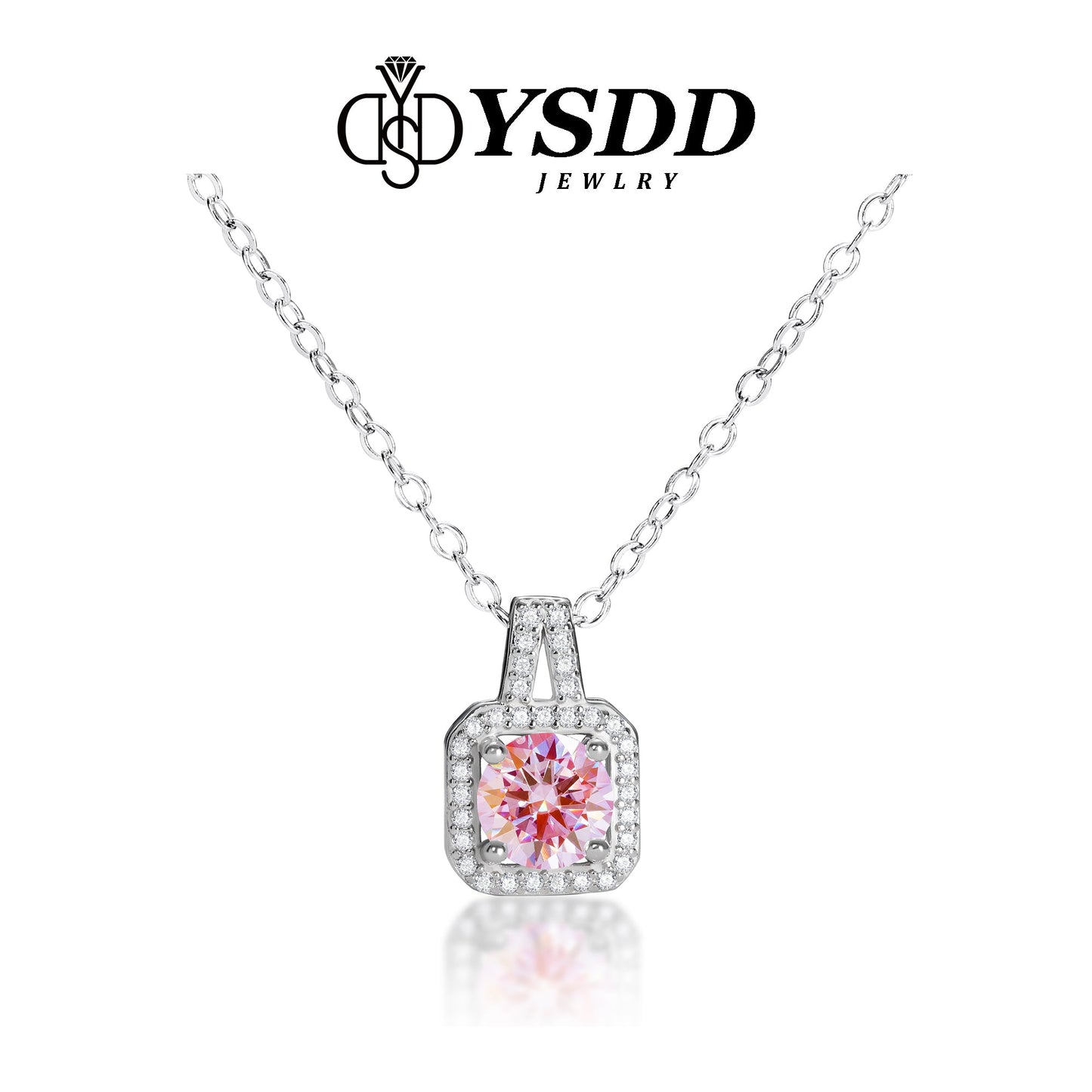 【#120】925 Sterling Silver Sakura Pink Moissanite Jewelry Set