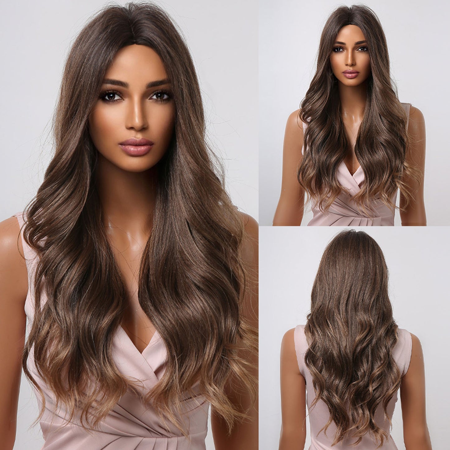 FDwig | 26 inch Long Brown Wavy for Women LC2040-1