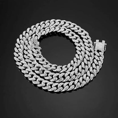 Platinum White Gold Plated Iced-out Chain Necklace for Men and Women 70cm 28inch | Jewelry| FDJ8