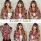 Long curly wigs black ombre pink with bangs wigs for women for daily life LC6018-1