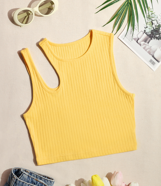 [Quick Ship] FD clothing | Ahaselected Sunshine Cutout Cropped Tank