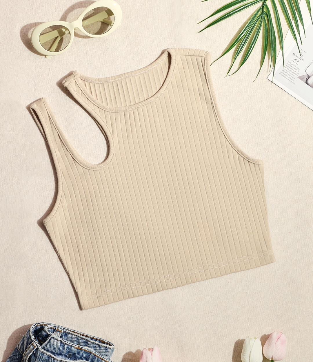 [Quick Ship] FD clothing | Ahaselected Sunshine Cutout Cropped Tank