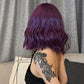 FDwigs|16 Inch Purple Bob Wavy Synthetic Heat Resistant Wig | WL1006-3