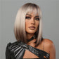 short straight bobo wigs black ombre blonde with bangs wigs for women for daily life LC2067-1