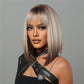 short straight bobo wigs black ombre blonde with bangs wigs for women for daily life LC2067-1