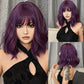 FDwigs|16 Inch Purple Bob Wavy Synthetic Heat Resistant Wig | WL1006-3