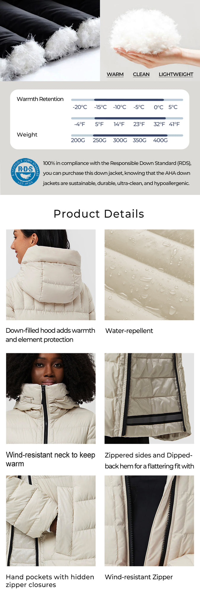 [Quick Ship] FD Clothing | Ahaselected W's Fantastic Light Hooded Down Puffer Coat