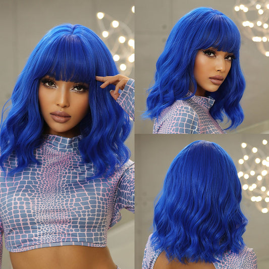 [SPECIAL item with FINAL PRICE] 14 Inch blue with bangs wigs Bob Wigs for Women WL1006-4