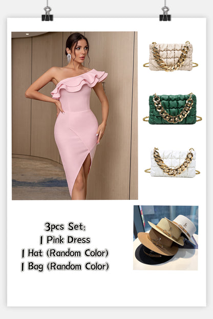 3pcs Dress Set: Dress+Bag+Hat | FDDS001