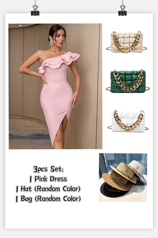 3pcs Dress Set: Dress+Bag+Hat | FDDS001